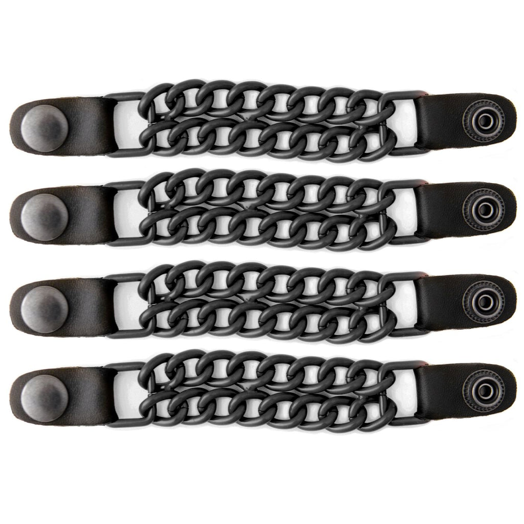 Milwaukee Leather MLA6095 Black 4 Inch 4-PCS Vest Extender Set - Double Chrome Chains w/ Genuine Leather