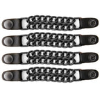 Milwaukee Leather MLA6095 Black 4 Inch 4-PCS Vest Extender Set - Double Chrome Chains w/ Genuine Leather