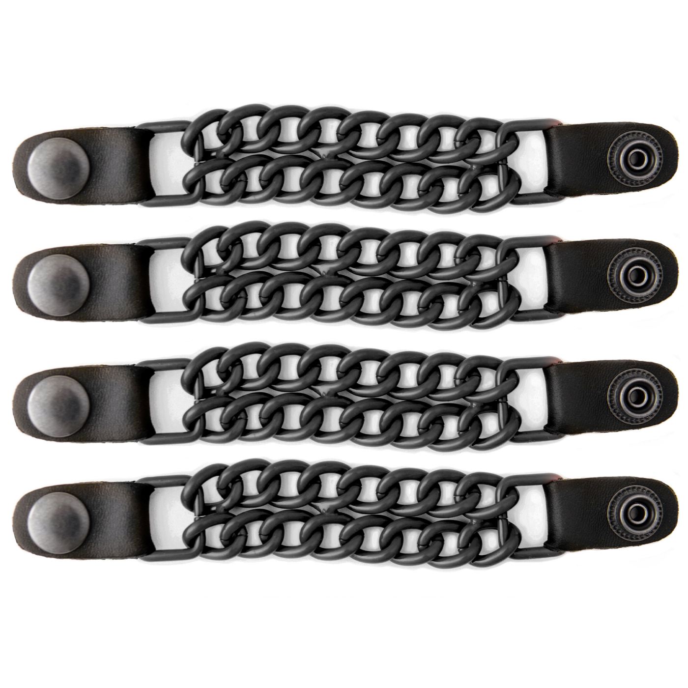 Milwaukee Leather MLA6095 Black 4 Inch 4-PCS Vest Extender Set - Double Chrome Chains w/ Genuine Leather