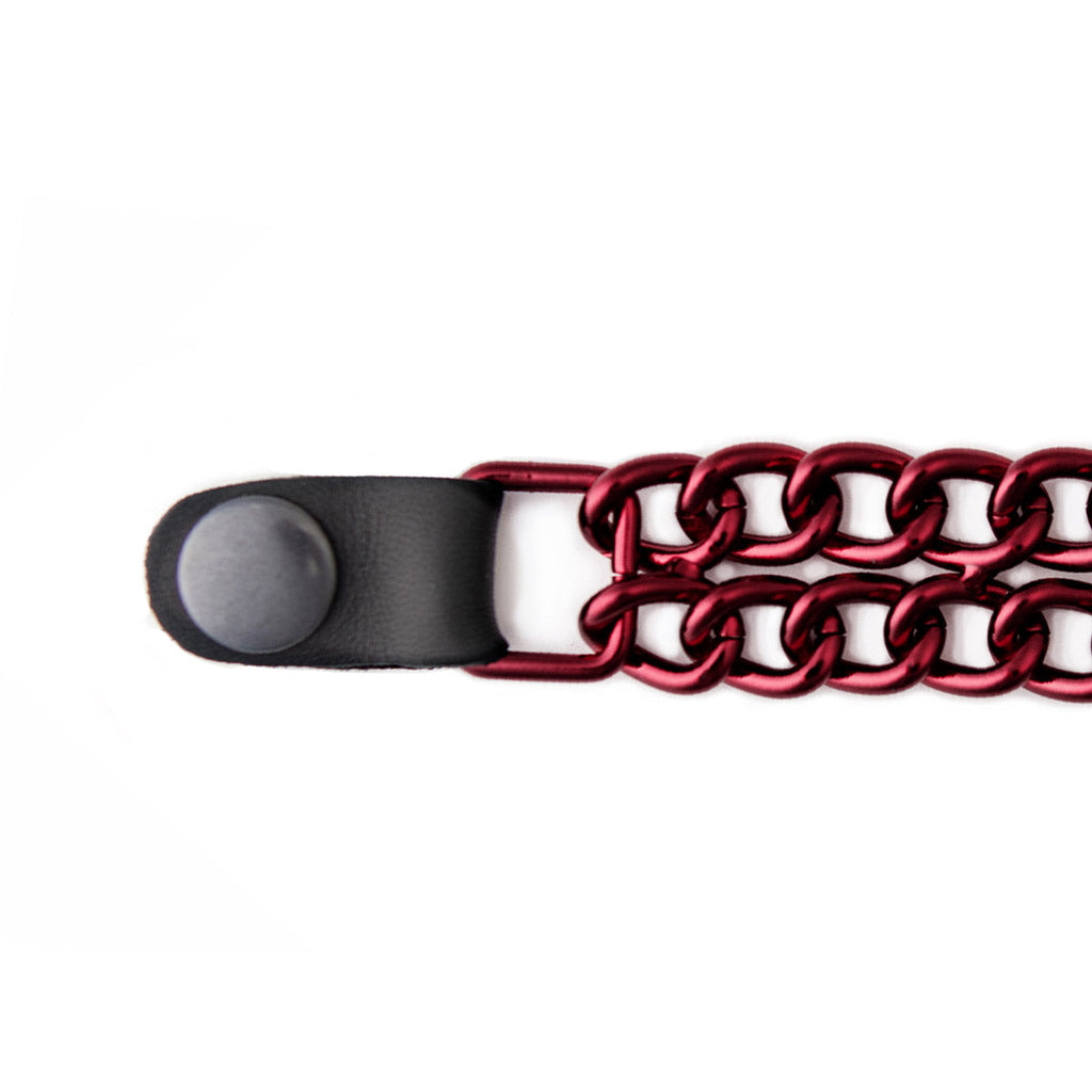 Milwaukee Leather MLA6096 Candy Red 4 Inch 4-PCS Vest Extender Set - Double Chrome Chains w/ Genuine Leather