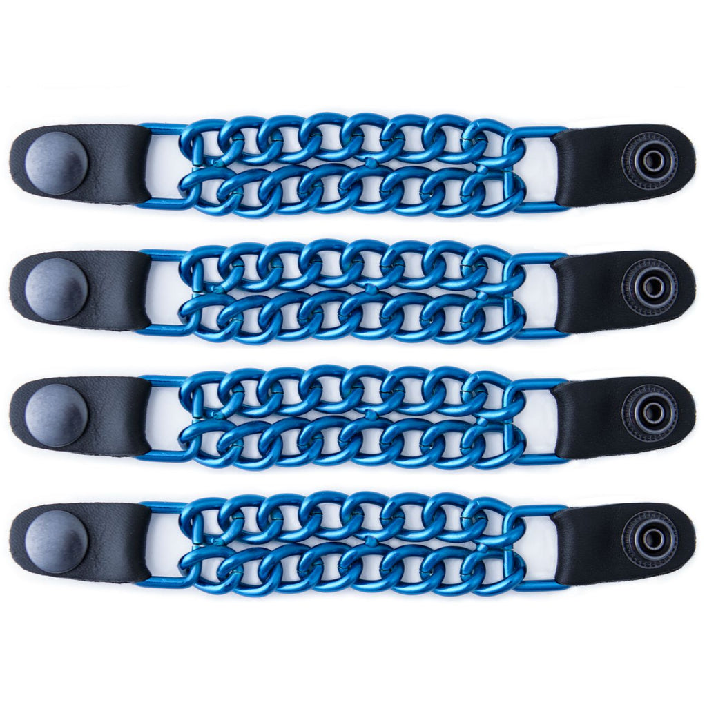 Milwaukee Leather MLA6097 Candy Blue 4 Inch 4-PCS Vest Extender Set - Double Chrome Chains w/ Genuine Leather
