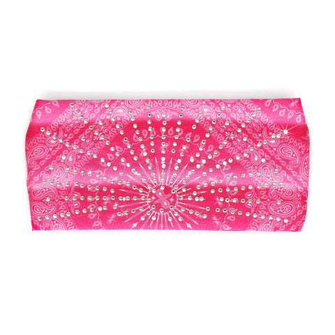 Milwaukee Leather | Bling Designed Wide Headbands-Headwraps for Women Biker bandana Classic Pink- MLA8005