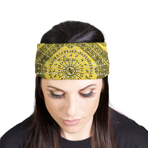 Milwaukee Leather | Bling Designed Wide Headbands-Headwraps for Women Biker bandana Classic Yellow- MLA8011