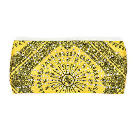 Milwaukee Leather | Bling Designed Wide Headbands-Headwraps for Women Biker bandana Classic Yellow- MLA8011