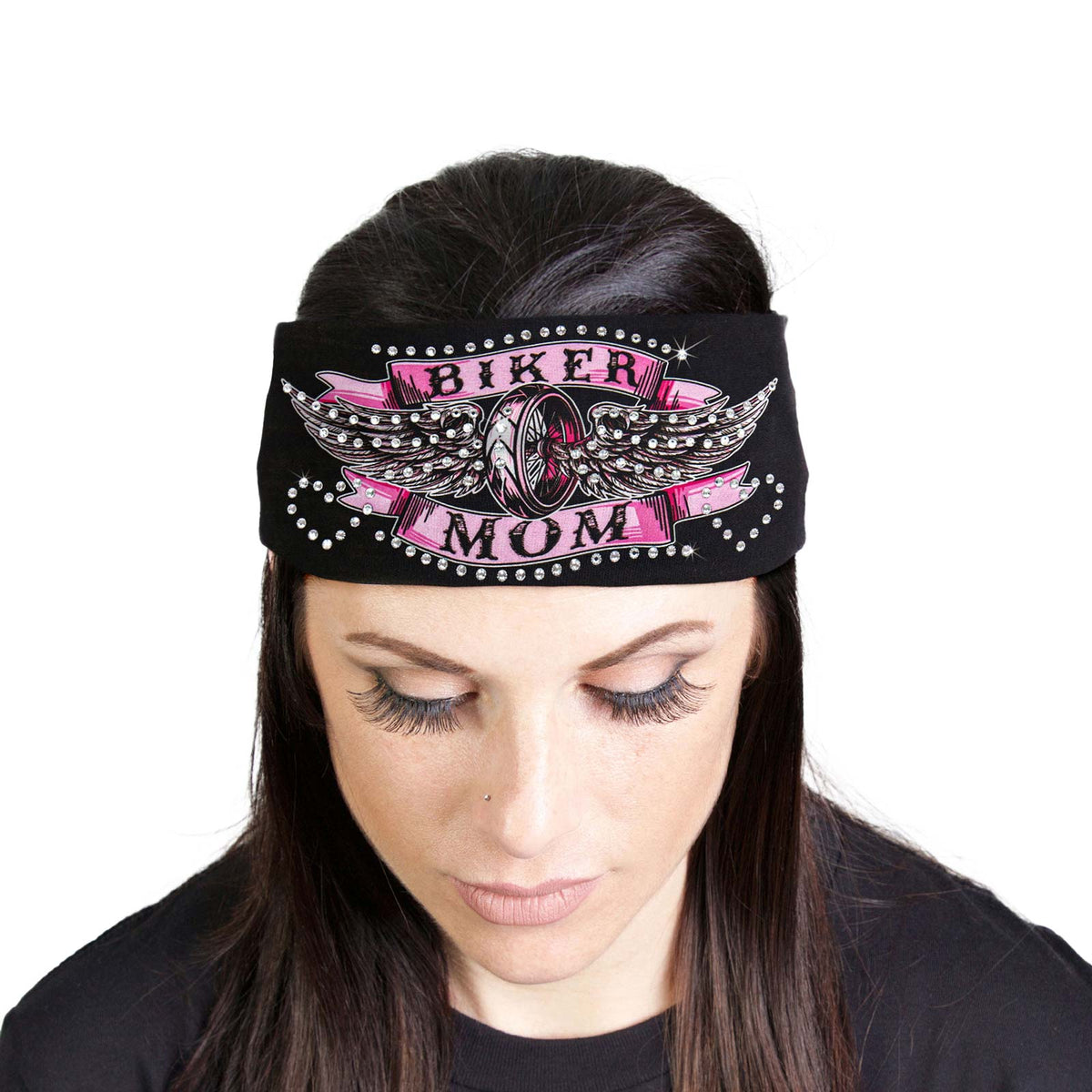 Milwaukee Leather | Bling Designed Wide Headbands-Headwraps for Women Biker Bandana with Bike Mom - MLA8013