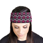 Milwaukee Leather | Bling Designed Wide Headbands-Headwraps for Women Biker Bandana with Fleur De Skulls - MLA8022