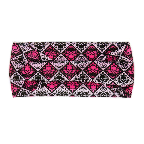 Milwaukee Leather | Bling Designed Wide Headbands-Headwraps for Women Biker Bandana with Fleur De Skulls - MLA8022