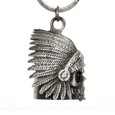 Milwaukee Leather MLB9002 'Native Skull' Motorcycle Good Luck Bell | Key Chain Accessory for Bikers