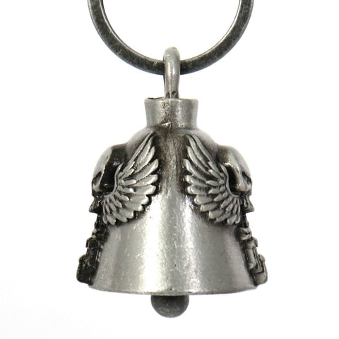 Milwaukee Leather MLB9013 'Angel Skull Biker' Motorcycle Good Luck Bell | Key Chain Accessory for Bikers