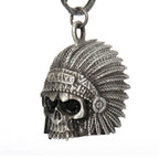 Milwaukee Leather MLB9025 'Native Skull with Black Eyes' Motorcycle Good Luck Bell | Key Chain Accessory for Bikers