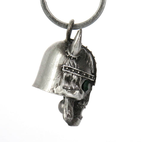 Milwaukee Leather MLB9048 'Viking Skull with Green Eyes' Motorcycle Good Luck Bell | Key Chain Accessory for Bikers