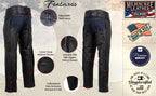 Milwaukee Leather USA MADE MLCHM5001 Men's Black Cloak Classic Premium Leather Motorcycle Chaps