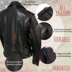 Milwaukee Leather USA MADE MLJKL5004 Women's Black The Flaunt Premium Classic Motorcycle Style Leather Jacket