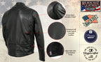 Milwaukee Leather USA MADE MLJKM5001 Men's Black Road Racer Premium Leather Motorcycle Jacket