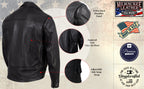 Milwaukee Leather USA MADE MLJKM5008 Men's Black Revolve Premium Leather Vented Motorcycle Jacket