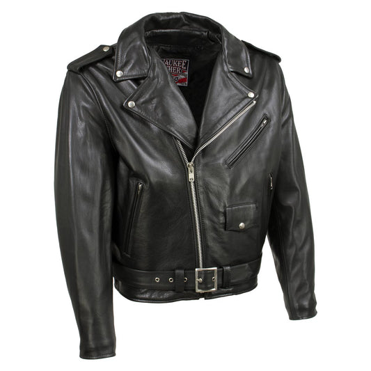 Milwaukee Leather USA MADE MLJKM5009 Men's Black The Dean Premium Leather Throwback Motorcycle Jacket