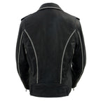 Milwaukee Leather MLL2503 Women's Black 'Bedazzled' Leather Moto Jacket with Hoodie