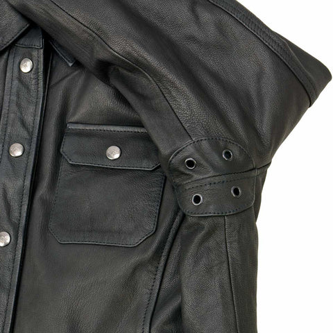 Milwaukee Leather Women's Black Premium Leather Shirt Style Jacket w/ Removable Liner MLL2600