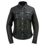 Milwaukee Leather MLL2600 Women's Black Premium Leather Shirt Style Jacket w/ Removable Liner