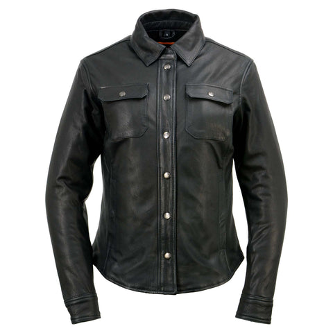 Milwaukee Leather Women's Black Premium Leather Shirt Style Jacket w/ Removable Liner MLL2600