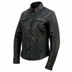 Milwaukee Leather MLL2600 Women's Black Premium Leather Shirt Style Jacket w/ Removable Liner