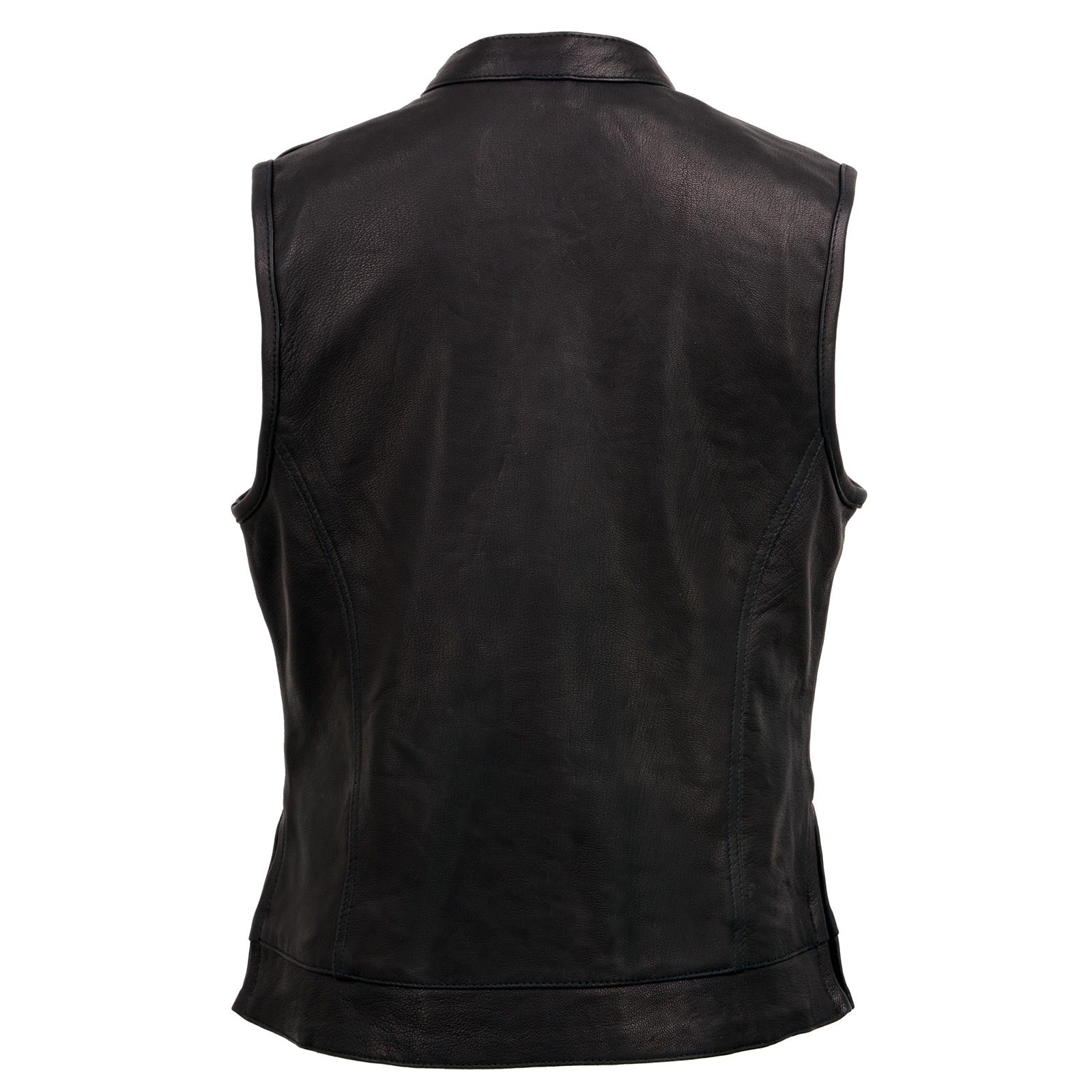 Milwaukee Leather MLL4512 Women’s Black Leather 'Lashes' Club Style Motorcycle Rider Vest W/ Concealed Dual Closure