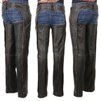 Milwaukee Leather MLL6516 Women's Classic Black Rub-Off Low Rise Premium Leather Chaps
