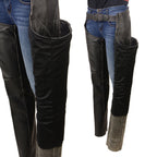 Milwaukee Leather MLL6516 Women's Classic Black Rub-Off Low Rise Premium Leather Chaps