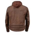 Milwaukee Leather MLM1518 Men's 'Scoundrel' Vintage Crazy Horse Brown Leather Jacket w/ Removable Hoodie
