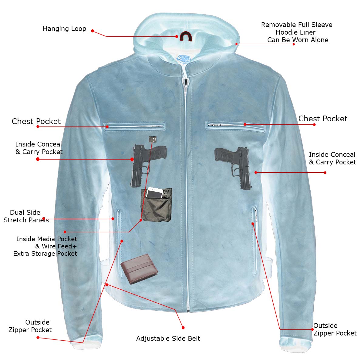 Milwaukee Leather MLM1518 Men's 'Scoundrel' Vintage Crazy Horse Brown Leather Jacket w/ Removable Hoodie