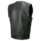 Milwaukee Leather MLM3503 Men's 'Pursuit' Black Premium Naked Goat Leather V Neck Club Style Motorcycle Rider Vest