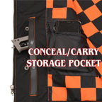 Milwaukee Leather MLM3527 Men's Black 'Checkered Flag' Accented Orange Stitching Leather Vest – W/ Armhole Trim