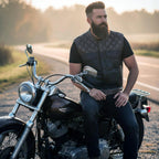 Milwaukee Leather MLM3529 Men's Black & Brown Paisley Lined Leather Vest w/ Accent Stitching & Armhole Trim