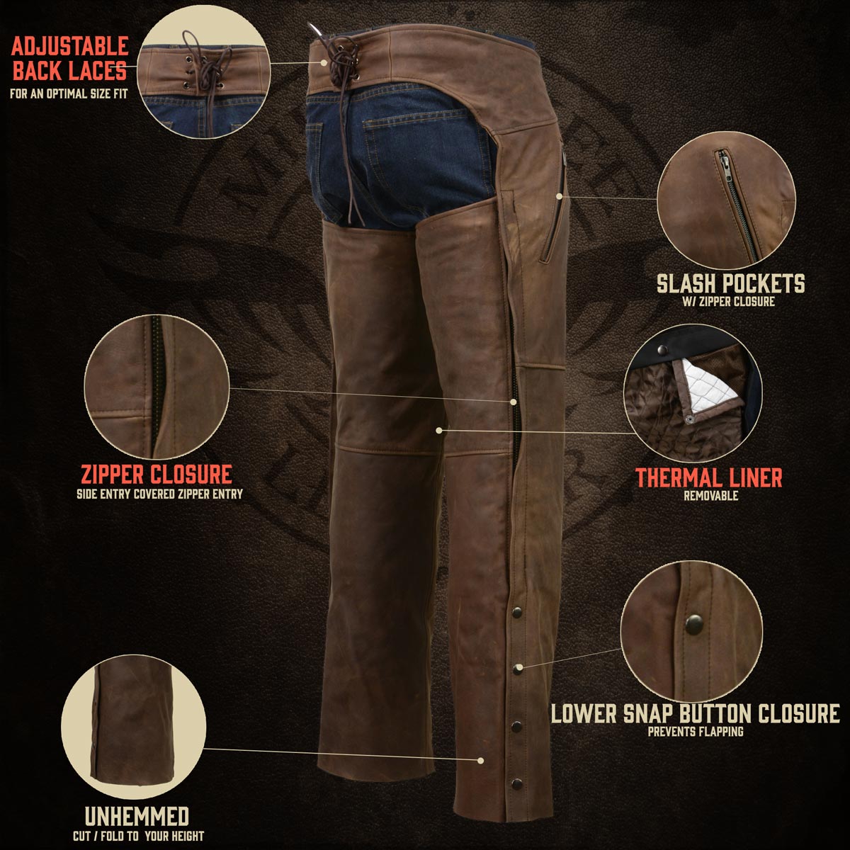 Leather riding clearance chaps motorcycle