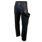 Milwaukee Leather USA MADE MLM5570 Men's Black Enfold Classic Premium Leather Motorcycle Chaps with Jean Pockets