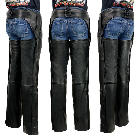 Milwaukee Leather USA MADE MLM5571 Men's Black Rough Rider Premium Leather Motorcycle Chaps with Thermal Liner