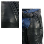 Milwaukee Leather USA MADE MLM5571 Men's Black Rough Rider Premium Leather Motorcycle Chaps with Thermal Liner