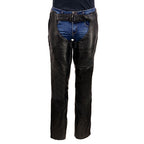 Milwaukee Leather USA MADE MLM5571 Men's Black Rough Rider Premium Leather Motorcycle Chaps with Thermal Liner