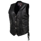 Milwaukee Leather USA MADE MLVSL5001 Women's Black Vivacious Braided Motorcycle Leather Vest