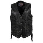 Milwaukee Leather USA MADE MLVSL5001 Women's Black Vivacious Braided Motorcycle Leather Vest