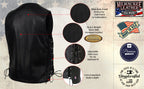 Milwaukee Leather USA MADE MLVSM5003 Men's Black Gaucho Extra Long Back Premium Steerhide Motorcycle Leather Vest