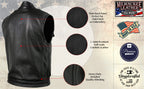 Milwaukee Leather USA MADE MLVSM5004 Men's Black Chaos Premium Dual Closure Motorcycle Leather Vest