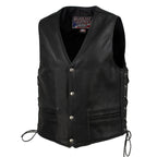 Milwaukee Leather USA MADE MLVSM5003 Men's Black Gaucho Extra Long Back Premium Steerhide Motorcycle Leather Vest