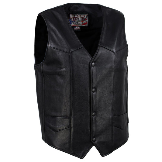 Milwaukee Leather USA MADE MLVSM5006 Men's Black Classic Western Premium Motorcycle Rider Leather Vest