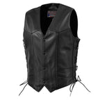 Milwaukee Leather USA MADE MLVSM5008 Men's Black Buster Side Lace Premium Motorcycle Leather Vest