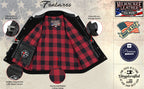 Milwaukee Leather USA MADE MLVSM5101 Men's Black Burn Out Denim and Leather Motorcycle Vest with Plaid Red Lining