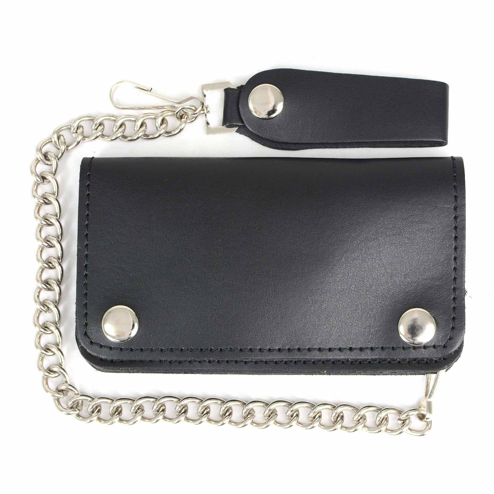 Milwaukee Leather Men's Genuine Leather Bi-Fold Biker Wallets w/ Anti-Theft Stainless Steel Chain