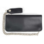 Milwaukee Leather Men's Genuine Leather Bi-Fold Biker Wallets w/ Anti-Theft Stainless Steel Chain