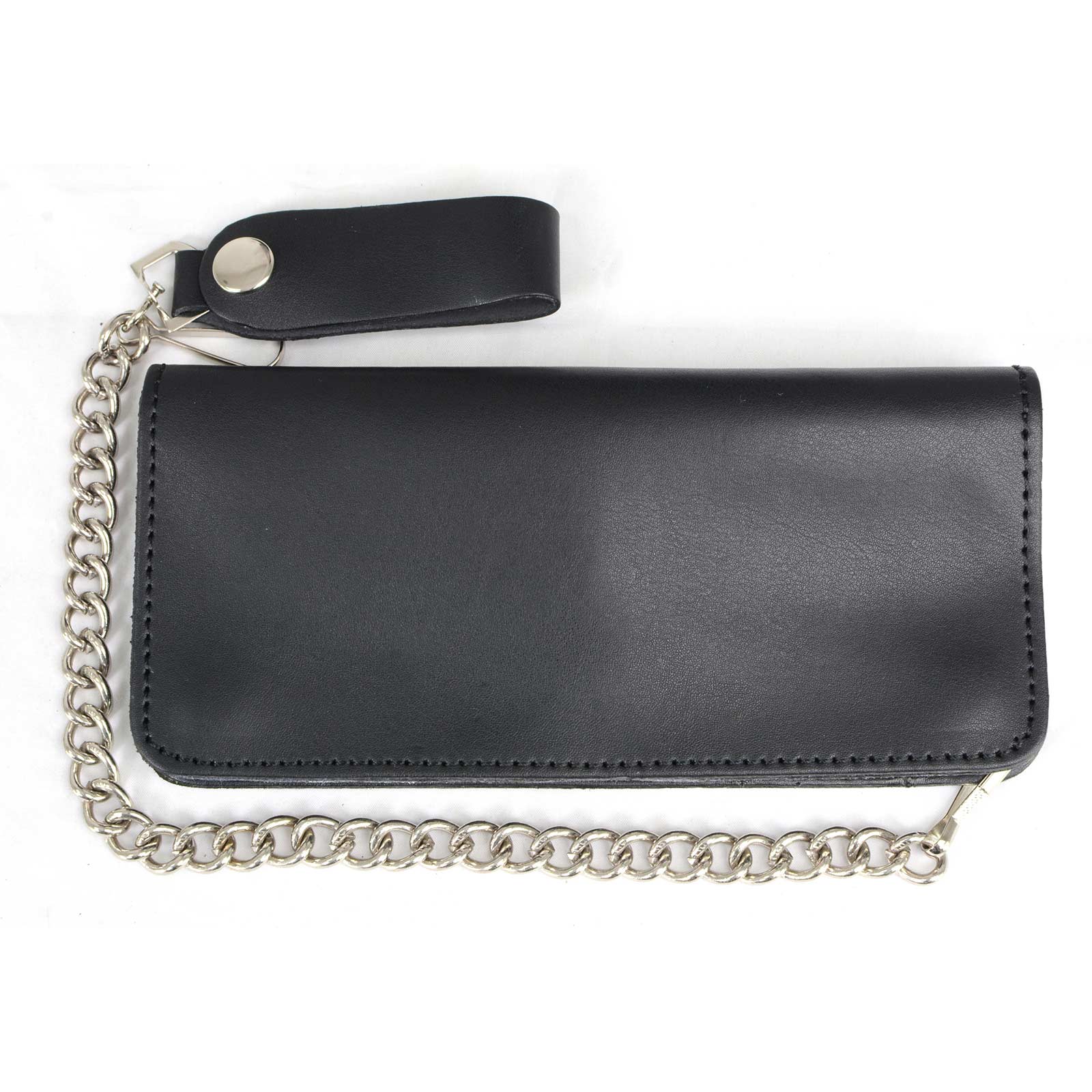 Milwaukee Leather Men's Genuine Leather Bi-Fold Biker Wallets w/ Anti-Theft Stainless Steel Chain