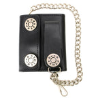 Milwaukee Leather MLW7822 Men's 4.25” Leather Bi-Fold Biker Wallet w/ Anti-Theft Stainless Steel Chain and Buffalo Nickel Snaps